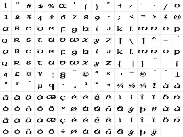 Celtic-Extended Bold font glyph preview Celtic-Extended Bold font glyphpreview
