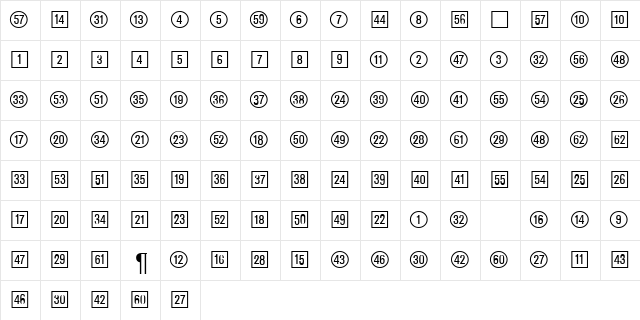 CatalogNumbers Regular font glyph preview CatalogNumbers Regular font glyphpreview