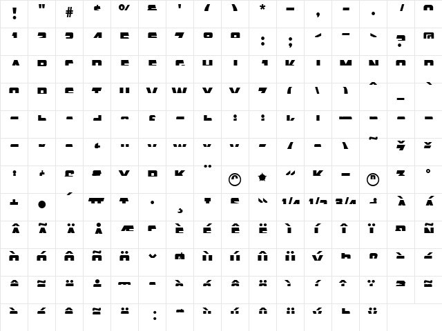 CFB1 American Patriot SPANGLE 2 Italic font glyph preview CFB1 American Patriot SPANGLE 2 Italic font glyphpreview