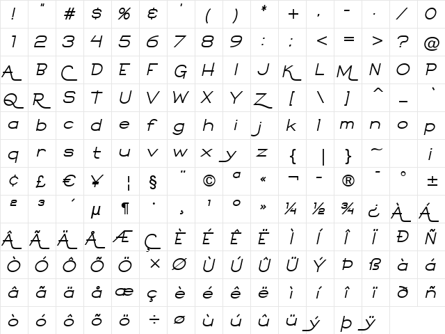 Calamity Teen BTN BoldOblique font glyph preview Calamity Teen BTN BoldOblique font glyphpreview