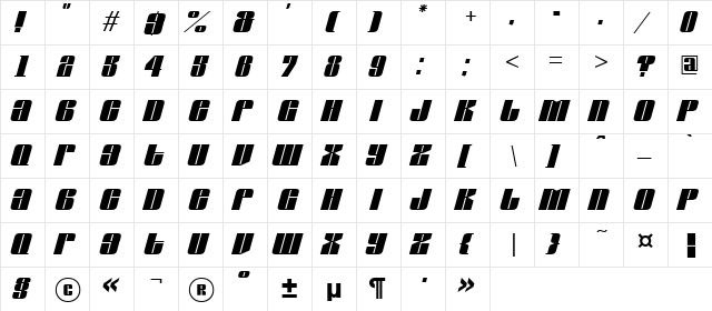 a_GlobusOblique Regular font glyph preview a_GlobusOblique Regular font glyphpreview