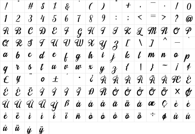 Stayhill Regular font glyph preview Stayhill Regular font glyphpreview