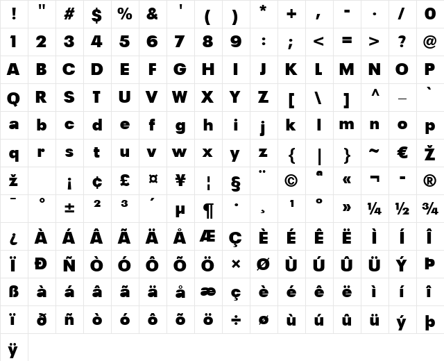 Plak LT Black Regular font glyph preview Plak LT Black Regular font glyphpreview