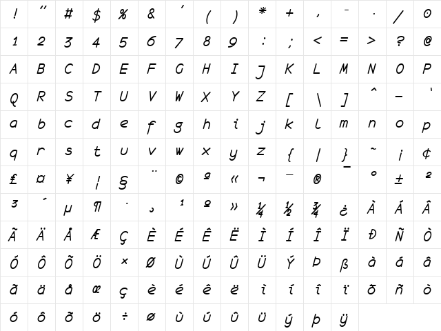 monofur italic font glyph preview monofur italic font glyphpreview