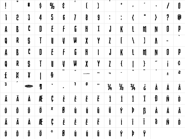 Stranger Danger Expanded Expanded font glyph preview Stranger Danger Expanded Expanded font glyphpreview