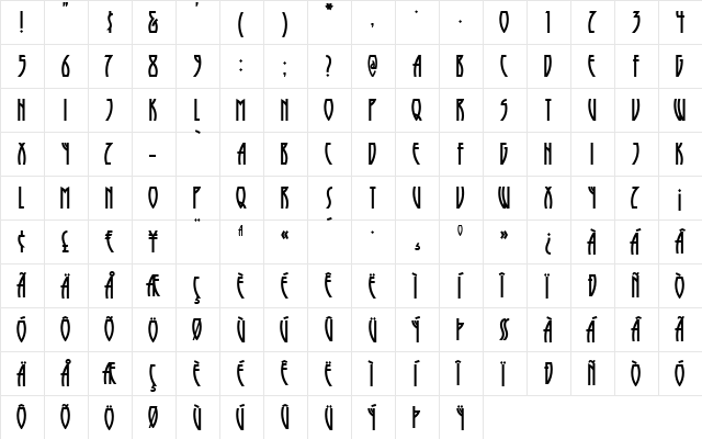 RunyTunesRevisited Regular font glyph preview RunyTunesRevisited Regular font glyphpreview