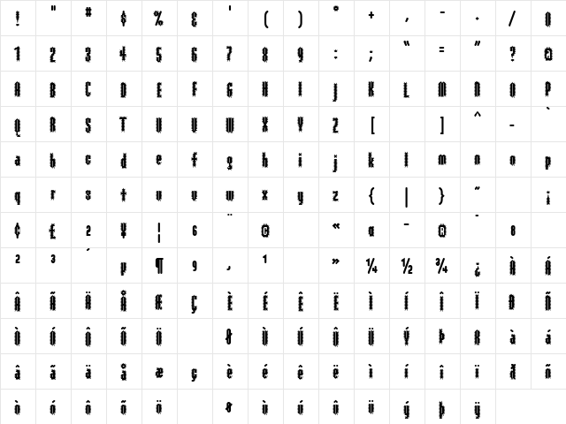 ModulaRibbed Regular font glyph preview ModulaRibbed Regular font glyphpreview