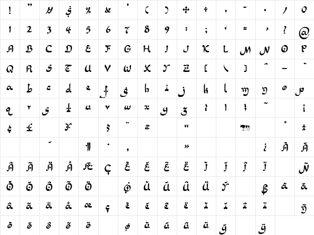 LTPideNashi Two Two font glyph preview LTPideNashi Two Two font glyphpreview