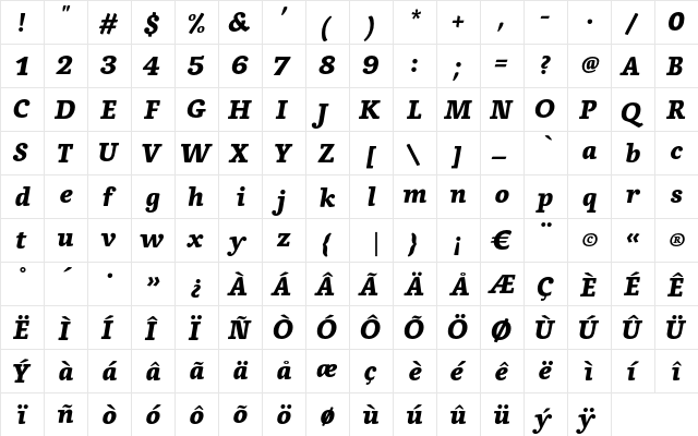 CarrefourSerif BoldItalic font glyph preview CarrefourSerif BoldItalic font glyphpreview