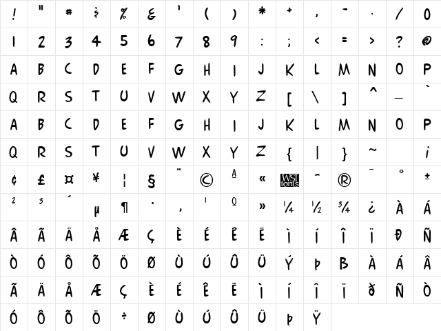 Comix Regular font glyph preview Comix Regular font glyphpreview