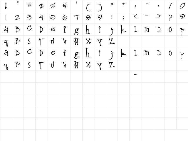 Lima Bean Regular font glyph preview Lima Bean Regular font glyphpreview
