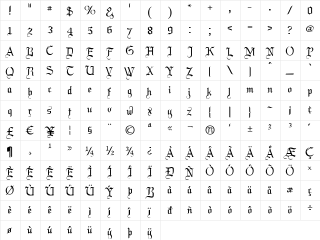 LaBrit Regular font glyph preview LaBrit Regular font glyphpreview