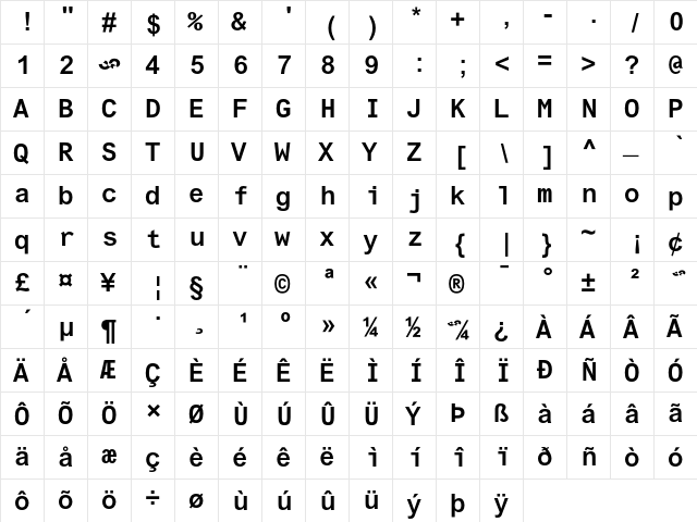 Arial Monospaced MT Bold font glyph preview Arial Monospaced MT Bold font glyphpreview