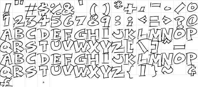 Rough Comic Outlines Regular font glyph preview Rough Comic Outlines Regular font glyphpreview