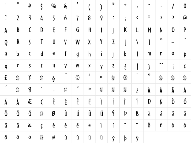 Cafeteria Regular font glyph preview Cafeteria Regular font glyphpreview