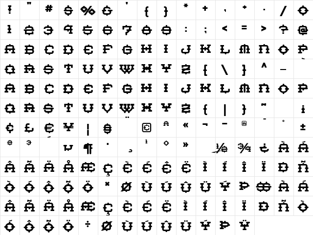 Robot Monster NF Regular font glyph preview Robot Monster NF Regular font glyphpreview
