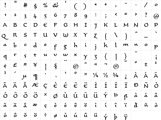 CarlinScript LT Std Regular Regular font glyph preview CarlinScript LT Std Regular Regular font glyphpreview