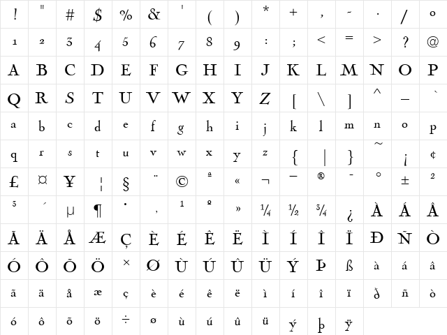 Nicolas Cochin EF Regular font glyph preview Nicolas Cochin EF Regular font glyphpreview