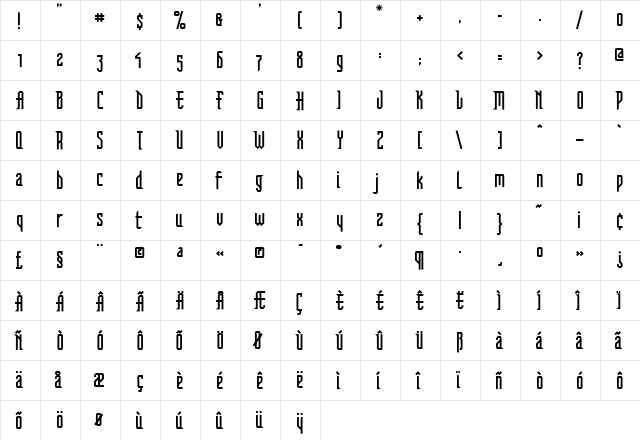 FFVortex Regular font glyph preview FFVortex Regular font glyphpreview