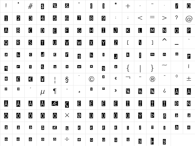 Cheddar Salad BTN Cameo SqRev Regular font glyph preview Cheddar Salad BTN Cameo SqRev Regular font glyphpreview