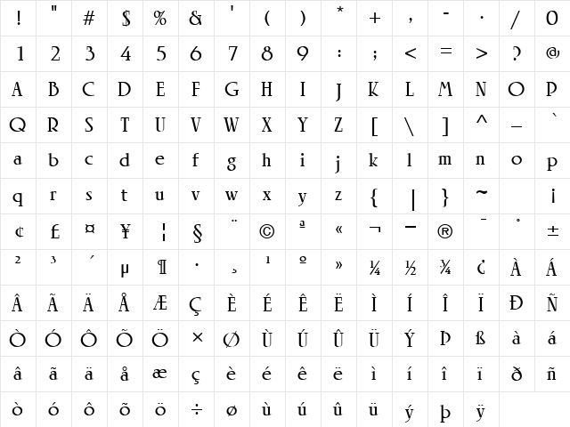 LTRowena Light Bold font glyph preview LTRowena Light Bold font glyphpreview