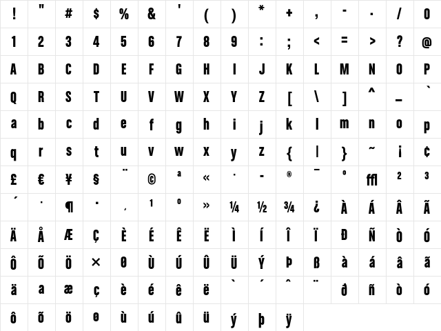 ChaletComprime HongKongSixty font glyph preview ChaletComprime HongKongSixty font glyphpreview