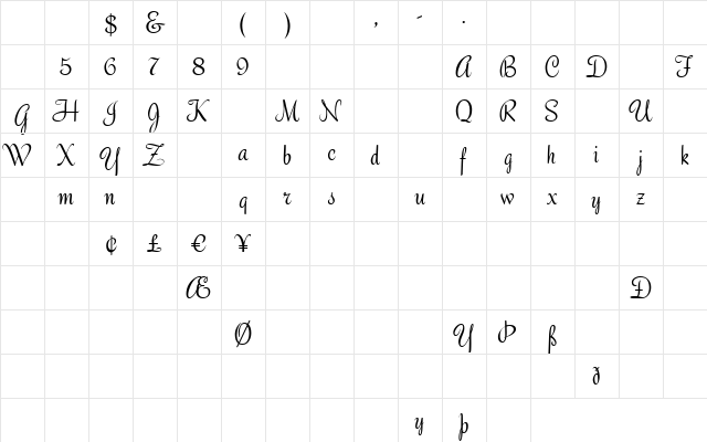 Roselyn Trial Version font glyph preview Roselyn Trial Version font glyphpreview