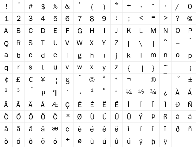 FranklinGothic Book font glyph preview FranklinGothic Book font glyphpreview