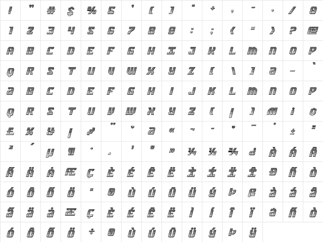 Federal Blue Chrome Italic Italic font glyph preview Federal Blue Chrome Italic Italic font glyphpreview