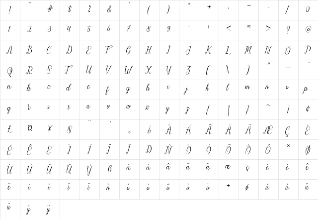 Charmington Regular font glyph preview Charmington Regular font glyphpreview