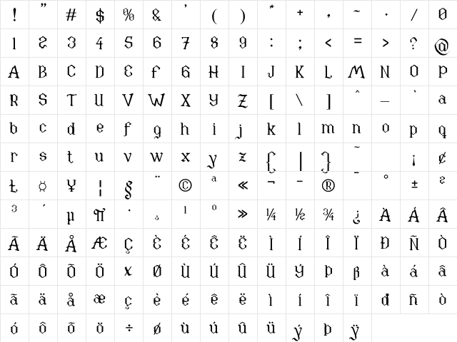 Xefora Regular font glyph preview Xefora Regular font glyphpreview