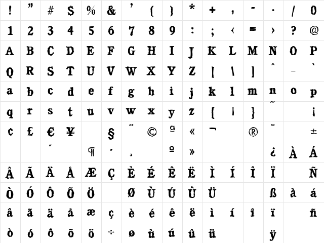 CalgaryRandom Bold font glyph preview CalgaryRandom Bold font glyphpreview