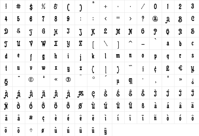 Cacao Plain Inline Regular font glyph preview Cacao Plain Inline Regular font glyphpreview