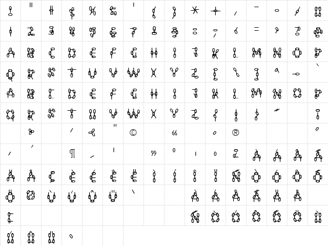 ChainLetterOne Regular font glyph preview ChainLetterOne Regular font glyphpreview