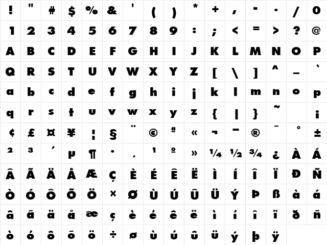 FunctionX Bold font glyphpreview