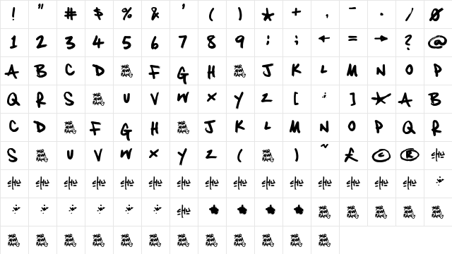 Your Mum Rang Regular font glyphpreview