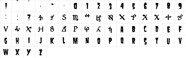 Danzig 4p Regular font glyphpreview