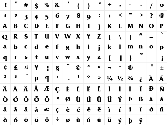 Friz Quadrata OS TT Bold font glyphpreview