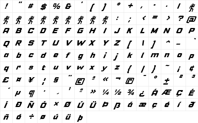 VELOCISTA Regular font glyphpreview