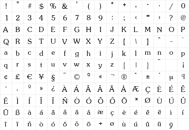 SunsetSerial-Light Regular font glyphpreview