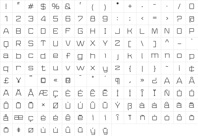 Wired Regular font glyphpreview