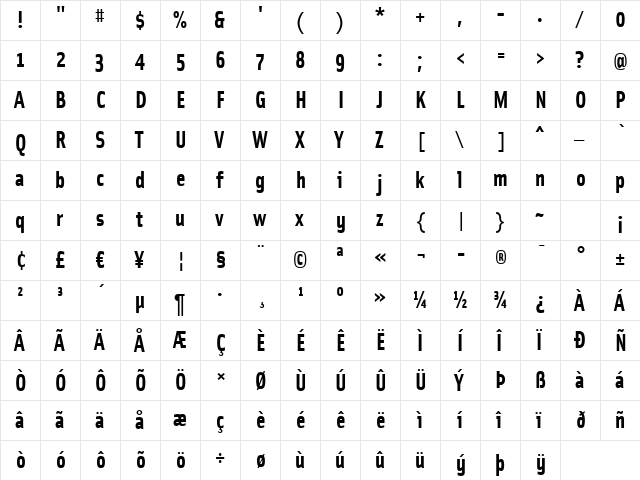 SolexBold Regular font glyphpreview