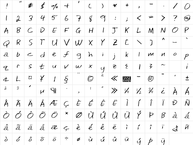 RickysHand Regular font glyphpreview