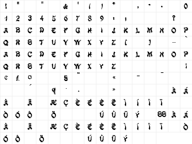 Shanghai Black Regular font glyphpreview