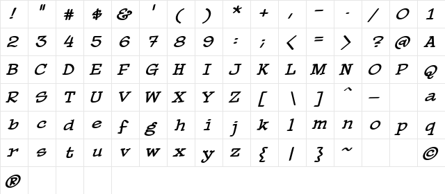 PaperBoy BB Italic font glyphpreview