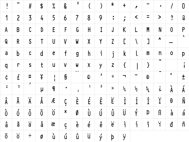 MicroscanBCondensed Regular font glyphpreview