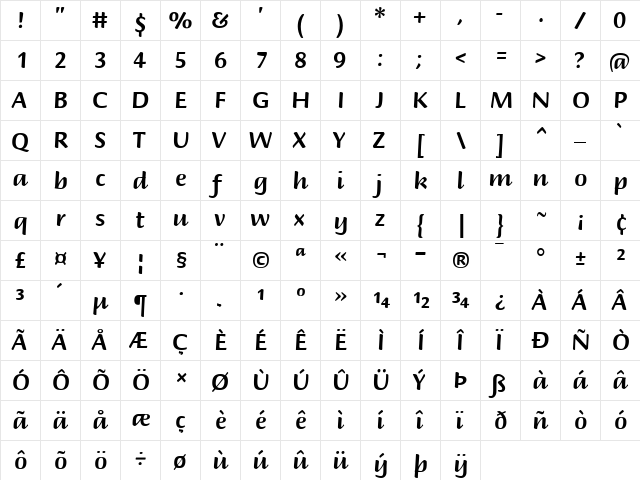 BriemScriptMM Regular font glyphpreview