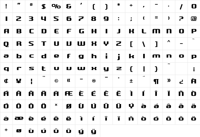 SF Quartzite Regular font glyphpreview