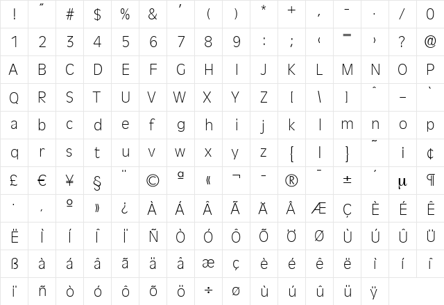 ArthurBecker-ExtraLight Regular font glyphpreview