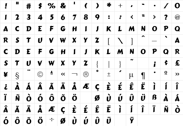 Cartoon Bold font glyphpreview